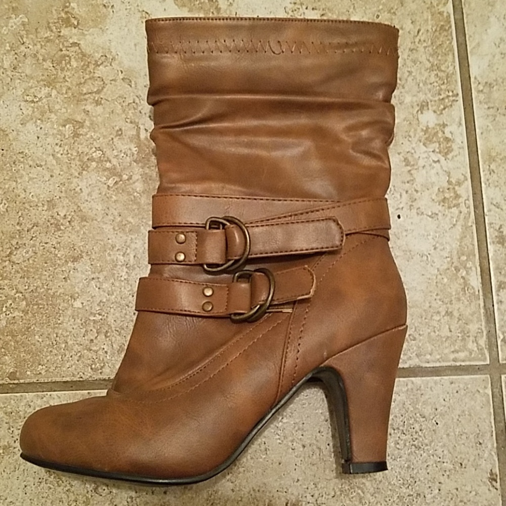 Brown pleather boots